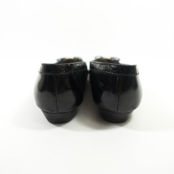 Salvatore Ferragamo Patent Leather Bow Flats - Women's Size 7 C Wide - Black - Picture 4 of 10